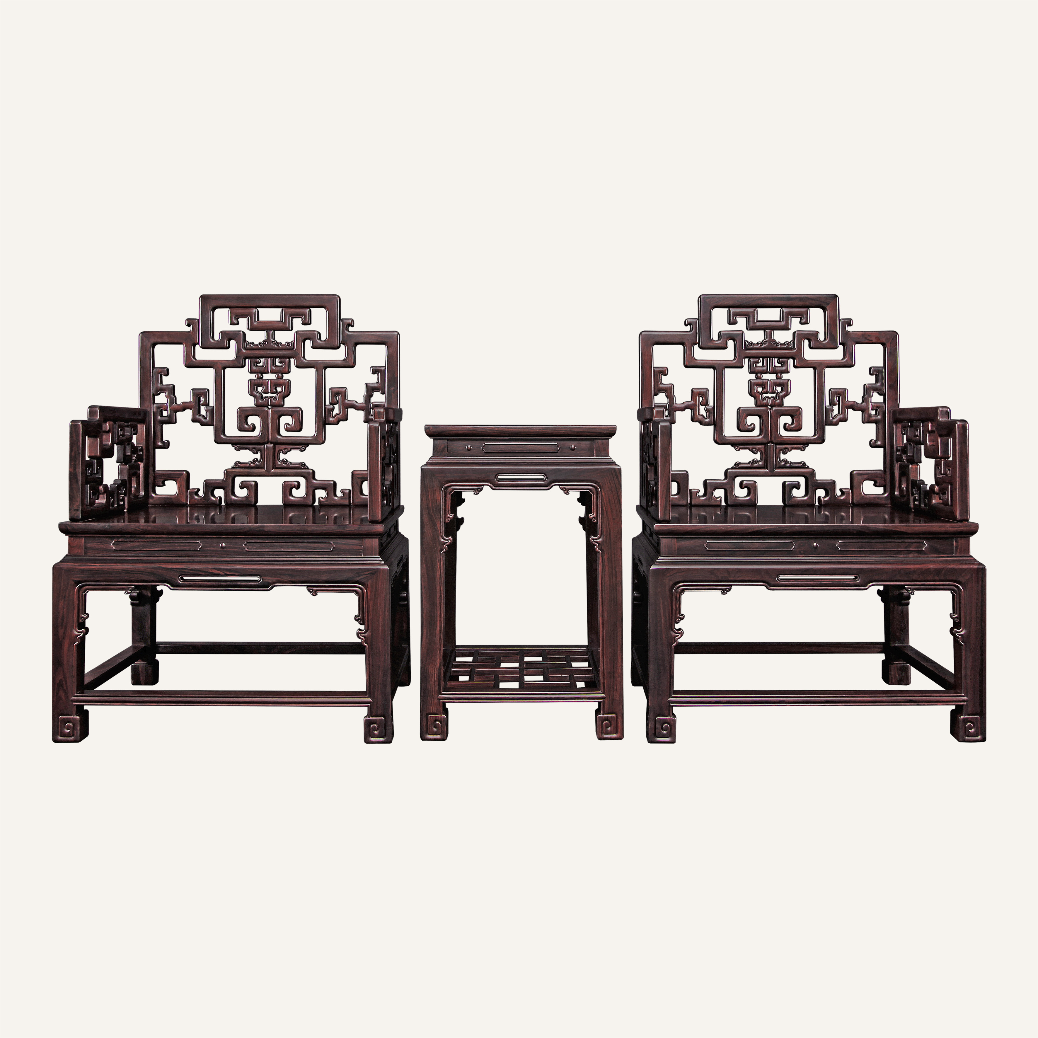 拐子纹扶手椅三件套