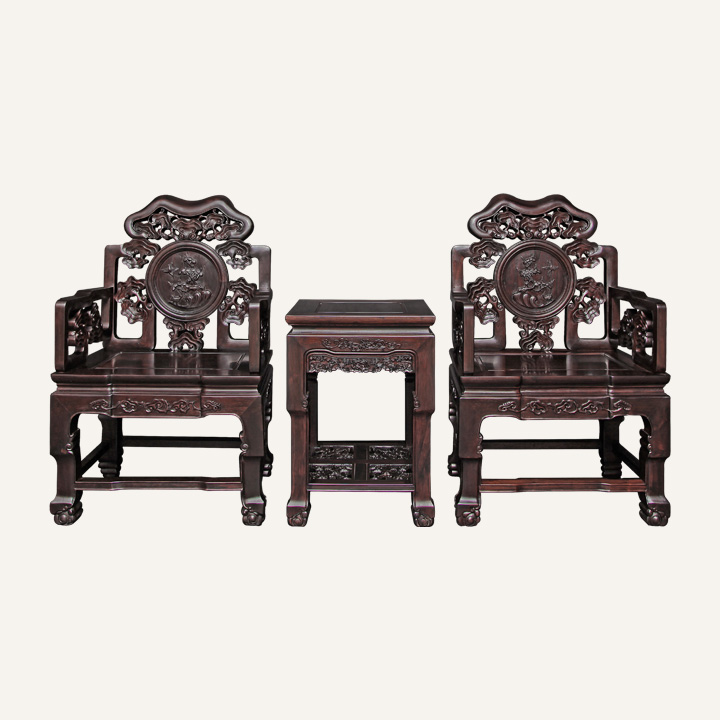 灵芝太师椅三件套