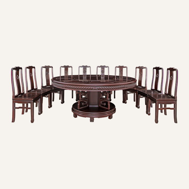 回纹圆桌十一件套·寿字餐椅